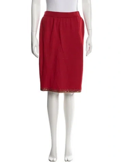 Pre-owned St John Pleated Accents Knee-length Skirt In Red