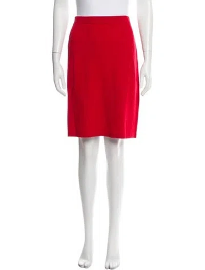 Pre-owned St John Pleated Accents Knee-length Skirt In Red