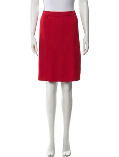 Pre-owned St John Pleated Accents Knee-length Skirt In Red
