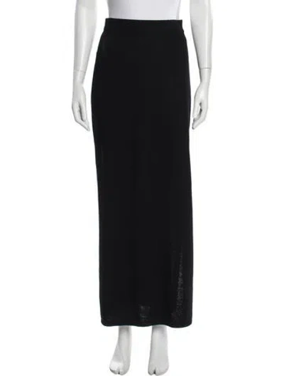 Pre-owned St John Pleated Accents Long Skirt In Black