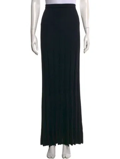 Pre-owned St John Pleated Accents Long Skirt In Black