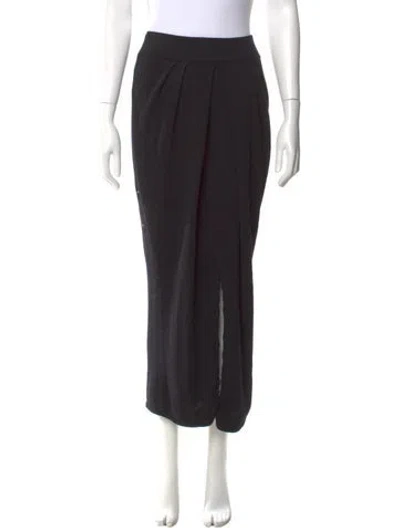 Pre-owned St John Pleated Accents Midi Length Skirt In Black