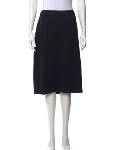 Pre-owned St John Pleated Accents Midi Length Skirt In Black