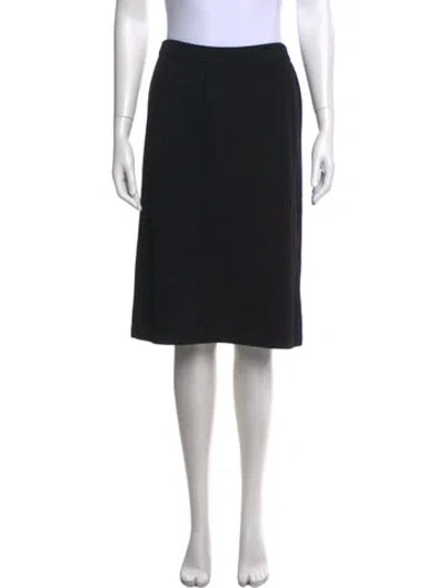Pre-owned St John Pleated Accents Midi Length Skirt In Black