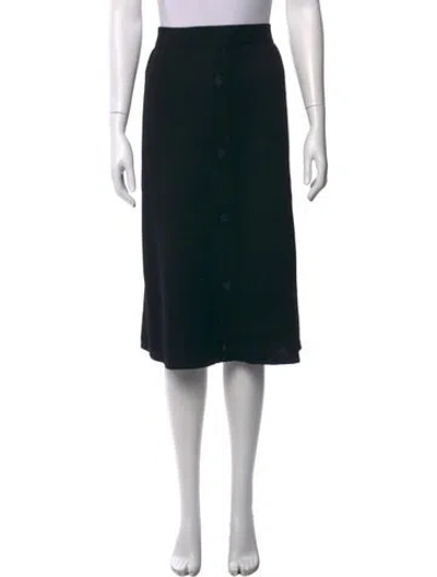 Pre-owned St John Pleated Accents Midi Length Skirt In Black