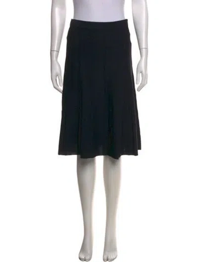 Pre-owned St John Pleated Accents Midi Length Skirt In Black