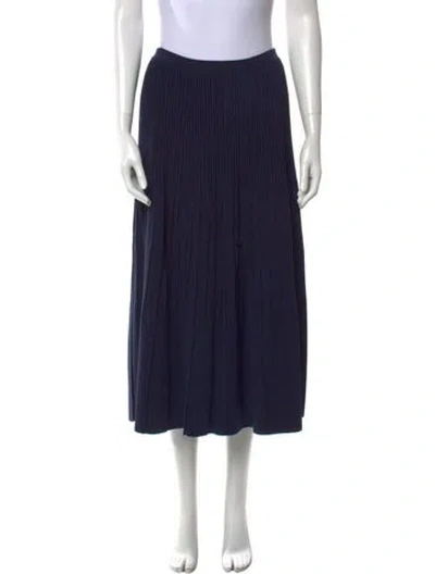 Pre-owned St John Pleated Accents Midi Length Skirt In Blue