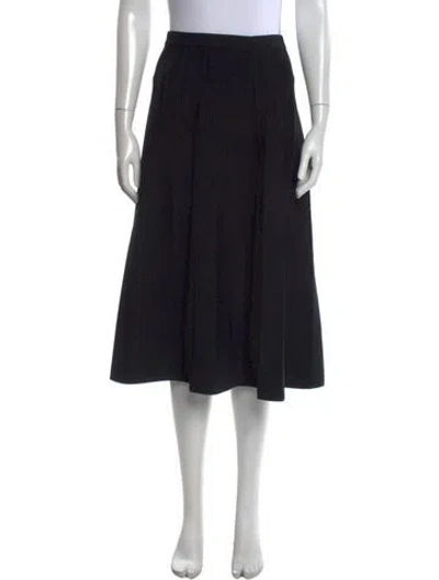 Pre-owned St John Pleated Accents Midi Length Skirt In Blue