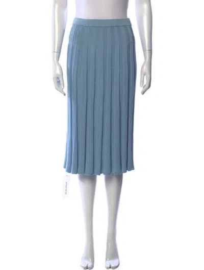 Pre-owned St John Pleated Accents Midi Length Skirt In Blue