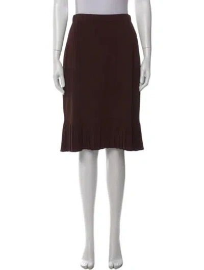 Pre-owned St John Pleated Accents Midi Length Skirt In Brown