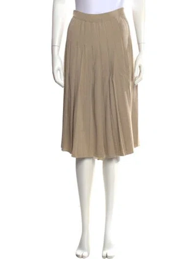 Pre-owned St John Pleated Accents Midi Length Skirt In Neutrals