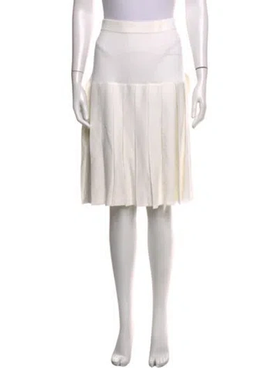 Pre-owned St John Pleated Accents Midi Length Skirt In Neutrals