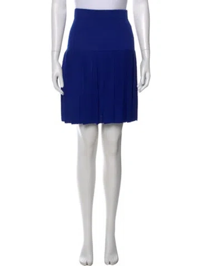 Pre-owned St John Pleated Accents Mini Skirt In Blue