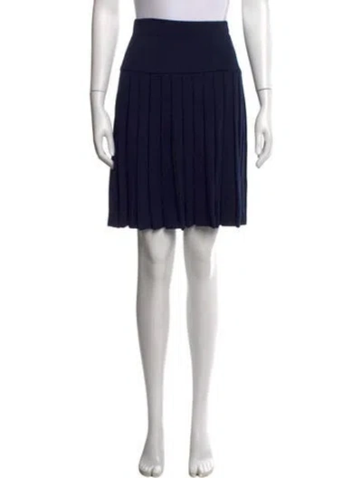 Pre-owned St John Pleated Accents Mini Skirt In Blue