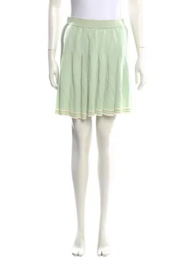 Pre-owned St John Pleated Accents Mini Skirt In Green
