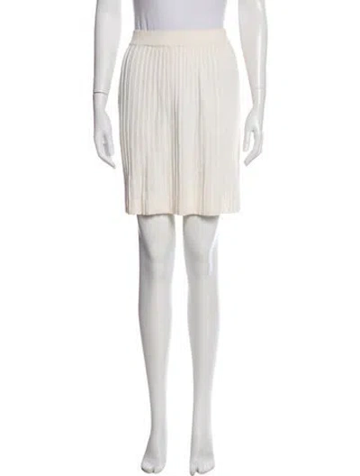 Pre-owned St John Pleated Accents Mini Skirt In Neutral