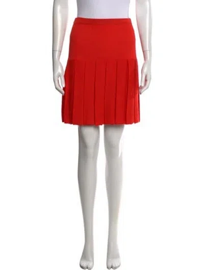 Pre-owned St John Pleated Accents Mini Skirt In Orange