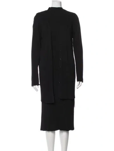 Pre-owned St John Pleated Accents Skirt Set In Black