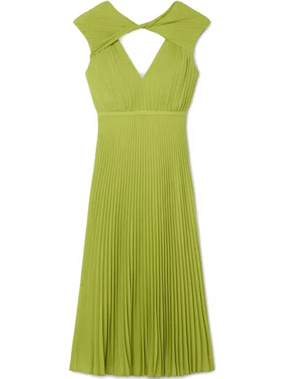 St John Pleated Keyhole Dress In Kiwi