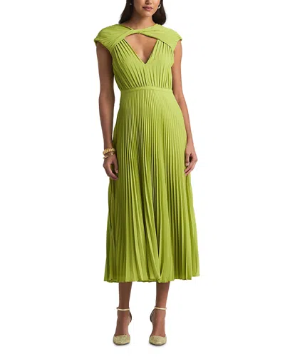 St John Pleated Keyhole Dress In Kiwi