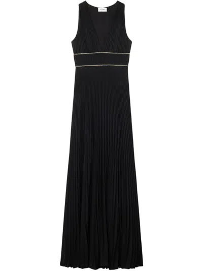 St John Pleated Italian Gown In Black