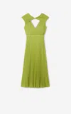 St John Pleated Keyhole Dress In Kiwi