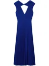 St John Pleated Midi Dress In Blue