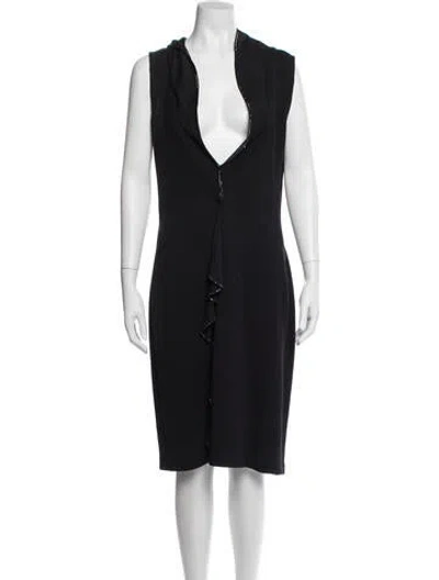 Pre-owned St John Plunge Neckline Knee-length Dress In Blue
