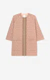 St John Pointelle Knit Zip Jacket In Pink