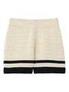 St John Pointelle Stripe-detail Shorts In Gray
