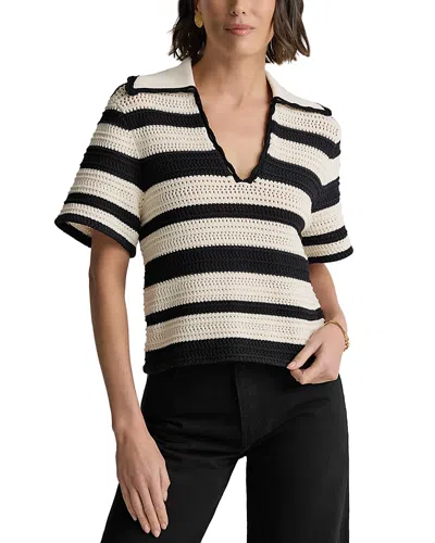 ST JOHN POINTELLE STRIPE SWEATER