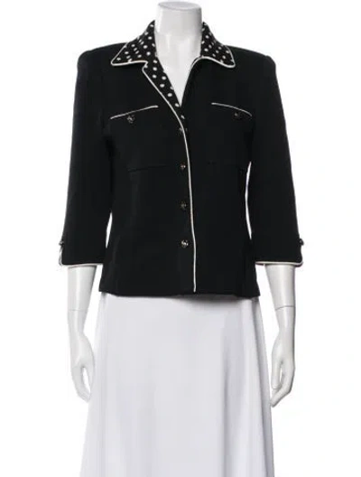 Pre-owned St John Polka Dot Print Blazer In Black