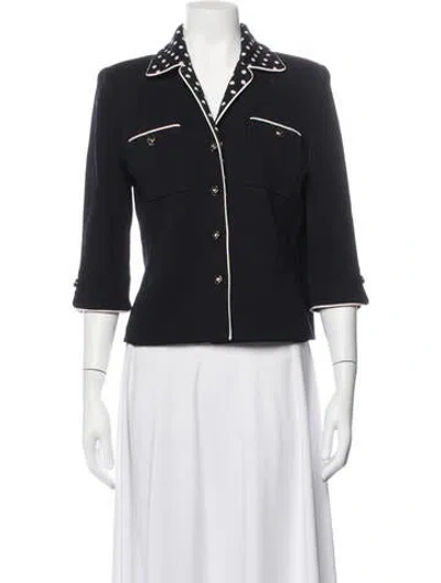 Pre-owned St John Polka Dot Print Blazer In Blue