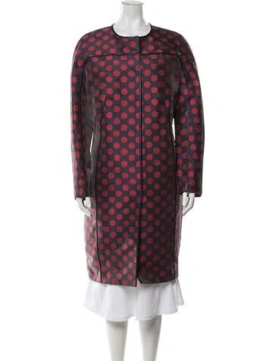 Pre-owned St John Polka Dot Print Coat In Red