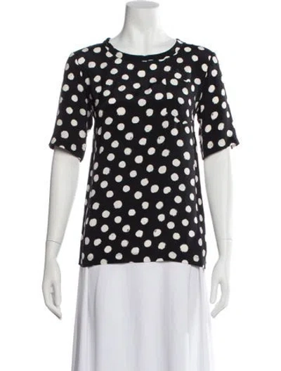 Pre-owned St John Polka Dot Print Crew Neck T-shirt In Black