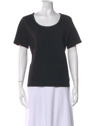 Pre-owned St John Polka Dot Print Crew Neck T-shirt In Black