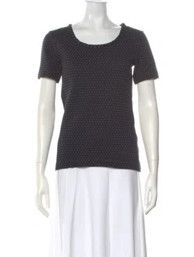 Pre-owned St John Polka Dot Print Crew Neck T-shirt In Black