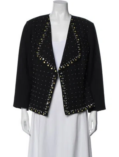 Pre-owned St John Polka Dot Print Jacket In Black