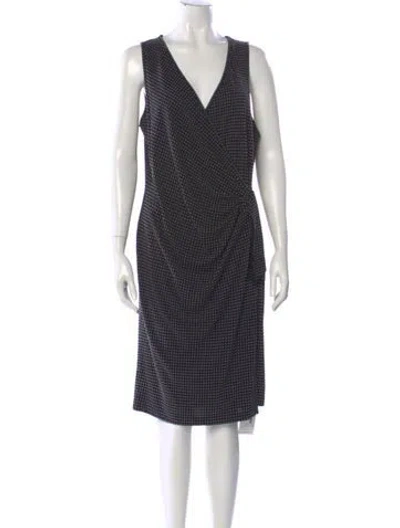 Pre-owned St John Polka Dot Print Knee-length Dress In Black