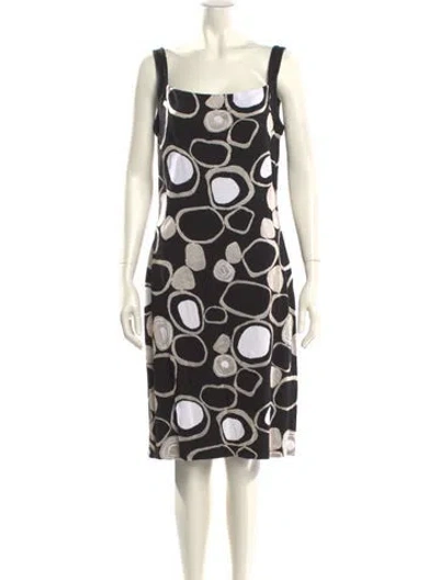 Pre-owned St John Polka Dot Print Knee-length Dress In Black