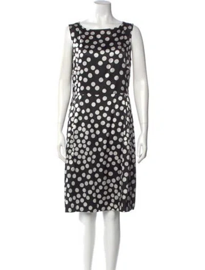 Pre-owned St John Polka Dot Print Knee-length Dress In Black