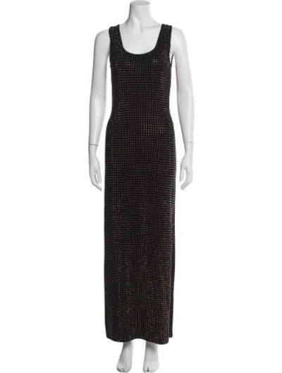 Pre-owned St John Polka Dot Print Long Dress In Blue