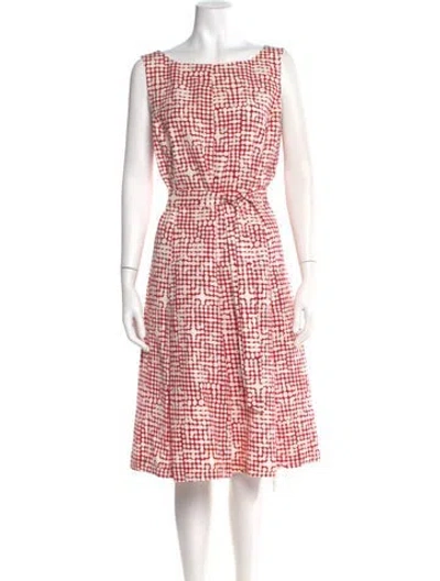 Pre-owned St John Polka Dot Print Midi Length Dress In Multi
