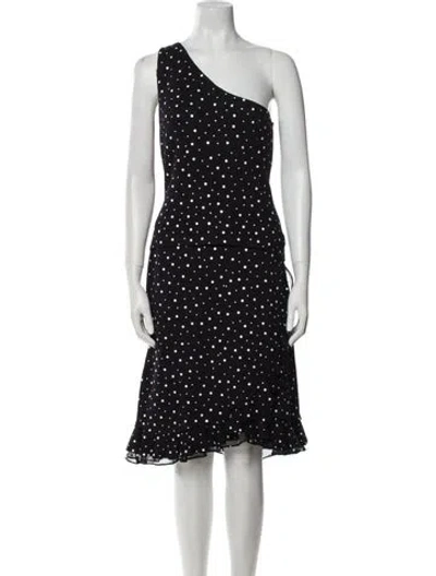 Pre-owned St John Polka Dot Print Ruffle Embellishment Skirt Set In Black