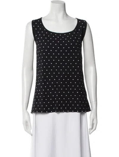 Pre-owned St John Polka Dot Print Scoop Neck Top In Multi