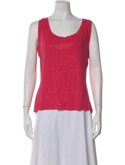 Pre-owned St John Polka Dot Print Scoop Neck Top In Pink