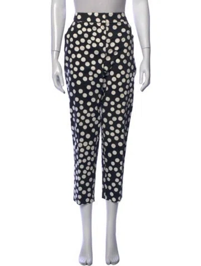 Pre-owned St John Polka Dot Print Straight Leg Pants In Black/white