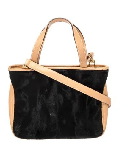 Pre-owned St John Ponyhair Crossbody Bag In Black
