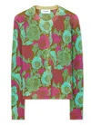 St John Poppy Print Knit Cardigan In Lichen Multi