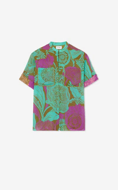 St John Poppy Print Short Sleeve Top In Lhmt